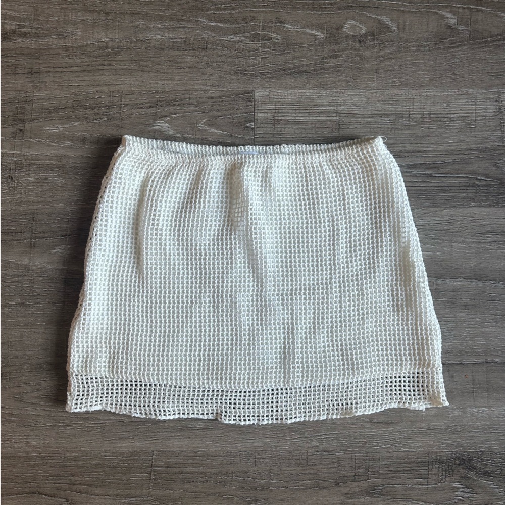 Tiger Mist White Crochet Mini Skirt